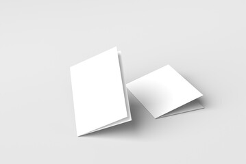 Bi-fold brochure mockup on a light gray background. 
