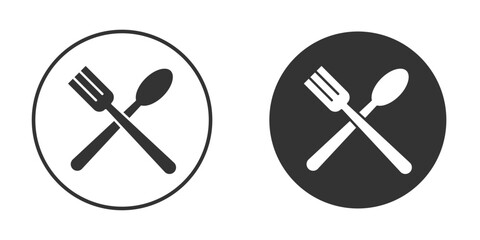 Spoon and Fork icon or Logo. Flat Style vector EPS.