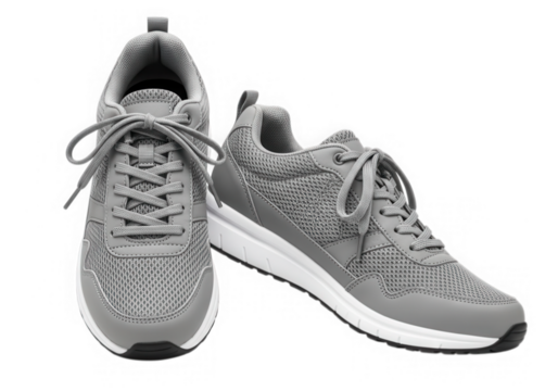 Gray running shoes sneakers footwear isolated on transparent background