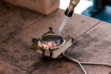 torch melting gold for jewelry