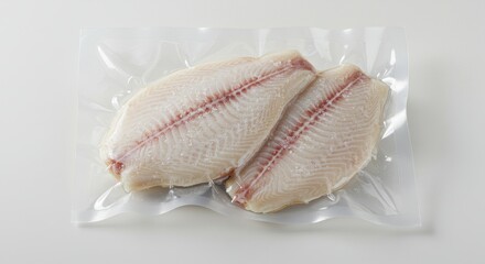 Fresh Fillet Fish Vacuum-Sealed Packaging for Seafood Culinary Preparation