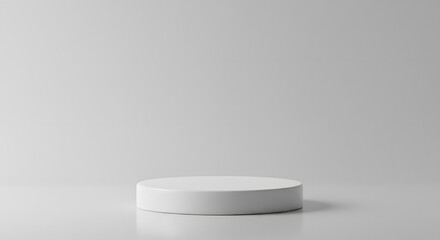 White Cylindrical Pedestal on Reflective Surface