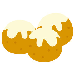 Túrógombóc édes tejföllel Hungarian dessert dumplings flat color vector illustration template design