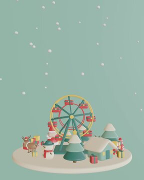 Merry Christmas in 3D concept, Minimal Christmas  City  background animation
