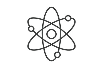 Atom symbol line icon for science and education. Physics, chemistry, nuclear energy concept. Molecule and particle structure pictogram for technology and research projects.