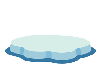 Vector illustration of a floating iceberg piece in the ocean, flat cartoon style. Arctic ice floe design for ecology, climate change, education, and environmental projects.