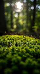Sunlit Moss: Forest Floor's Emerald Embrace