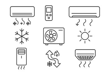 Pulse and cardiogram thin line icon pack with editable stroke for web, books, cards, and apps, vector cartoon style medical heartbeat and ECG symbols transparent background