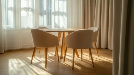 Fototapeta premium Sunlight on a modern dining set