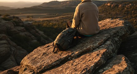 Golden Hour Solitude: A Mountaintop Reflection