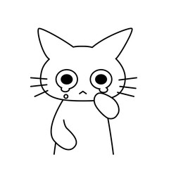 泣いている猫のイラスト
