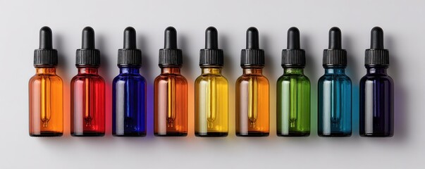 Fototapeta premium Vibrant Rainbow Essential Oil Bottles