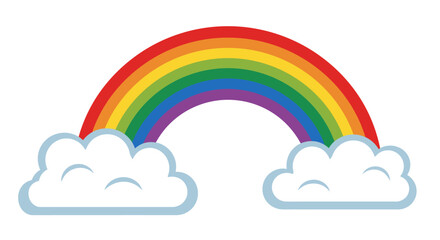 Colorful Rainbow with Fluffy Clouds Illustration.
