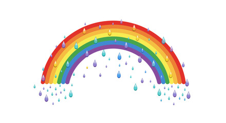 Obraz premium Colorful Rainbow with Raindrops Illustration on White Background 1.