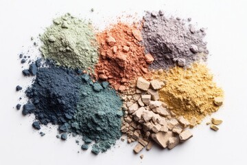 Pile of colorful, earthy powder pigments