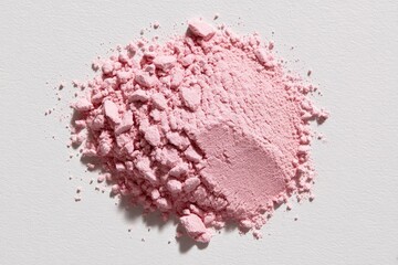 Pink powder pile on white surface