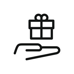 Receive gift line icon, gift in hand vector symbol with editable stroke