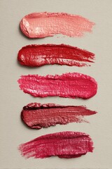 Swatches of various shades of lipstick