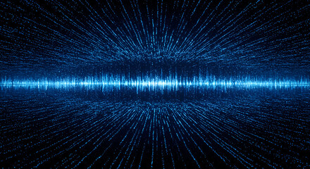 Abstract blue light data wave tunnel background design for technology concept