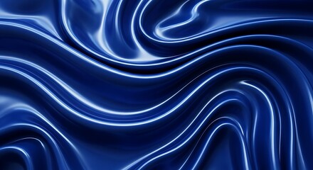 Obraz premium a deep blue fabric with smooth flowing curves and light reflections