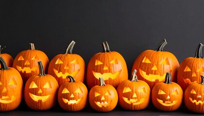 Halloween Jack-o'-lanterns on dark background