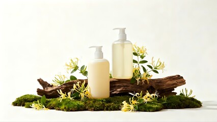 Fresh Skincare Pump Bottles with Honeysuckle and Moss, Perfect for Clean Beauty and Skincare Lovers