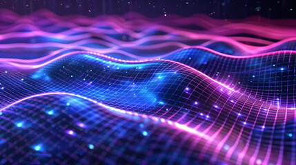 Mathematical wave function represented as futuristic neon curves