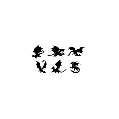 Set of dragon silhouette 