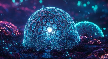 Bioluminescent Spheres: A 3D Dreamscape