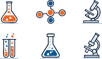 Flat Icons of Laboratory Equipment for Educational Use