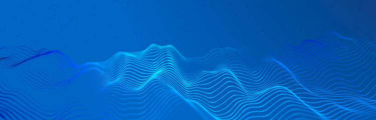 Futuristic wave with points. Big data. Dynamic wave background. 3d rendering