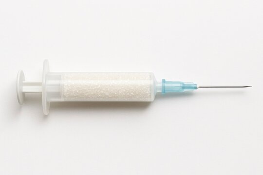 Syringe Without Numbers Filled with White Sugar Crystals - Powered by Adobe