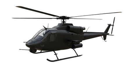 Military Combat Helicopter Isolated on White Background