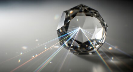 Brilliant Diamond with Prismatic Light Rays