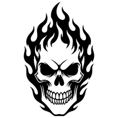 Flaming Skull Head, Skull SVG, Fire SVG, Flames SVG, Edgy SVG