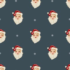 Festive watercolor Santa pattern for wrapping and textile designs