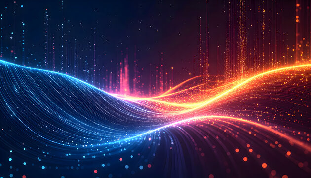 Digital Serenity: An abstract depiction of energy flows as vibrant lines, interwoven and pulsating with vivid colors, creating a sense of dynamic movement and interconnectedness.