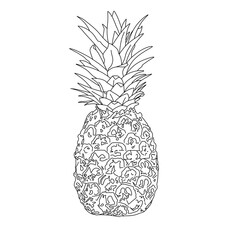 pineapple isolated on white minimalismo vector,  illustrating 
