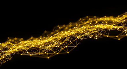 Golden plexus structure with connected dots and lines on a dark background