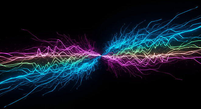 Vibrant energy streams converging to form a dynamic central focal point