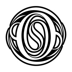 Glyph style elegant letter o symbol