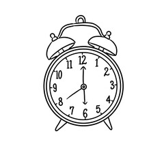 illustration of a sketch of an alarm clock at 6 o'clock