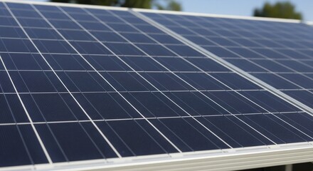 Close-Up of Renewable Energy with Solar Panels on a Bright Day