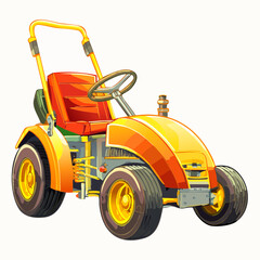 Orange Farm Tractor Illustration