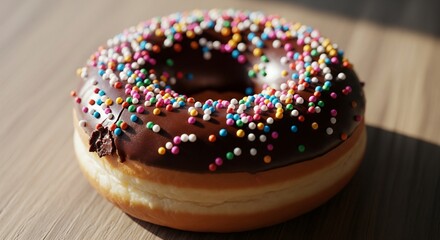 Decadent Donut Delight: Chocolate Frosted Donut with Colorful Sprinkles