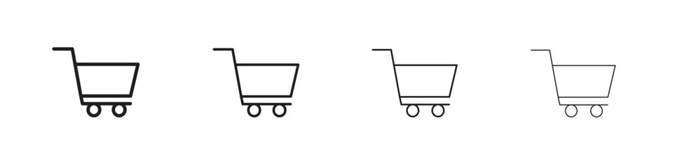Shopping cart icons illustrations collection on white background. Pixel perfect vector graphics