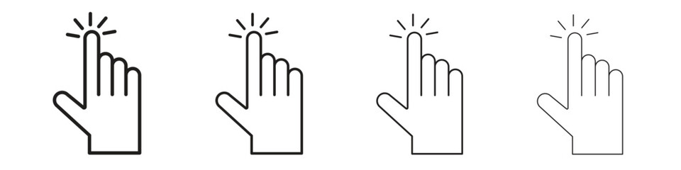 Obraz premium finger tap icons illustrations collection on white background. Pixel perfect vector graphics