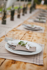 wedding table setting in rustic style