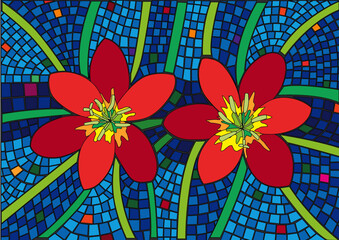 flower colorful stained glass background illustration vector