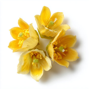 sliced cowslip creeper flowers on white background